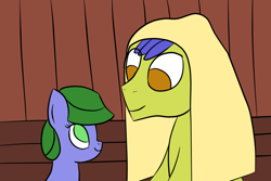 Size: 1200x800 | Tagged: safe, artist:saria the frost mage, imported from derpibooru, oc, oc only, oc:clover patch, earth pony, pony, a foal's adventure, child, cyoa, female, filly, foal, male, pirate, smiling, stallion, story included, towel