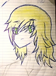 Size: 1780x2438 | Tagged: safe, artist:metaljudge4, imported from derpibooru, applejack, human, female, hand drawing, humanized, lineart, lined paper, solo, traditional art