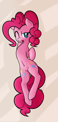 Size: 1388x2943 | Tagged: safe, artist:mang, imported from derpibooru, pinkie pie, belly button, female, one eye closed, open mouth, solo, stretching, tired, yawn