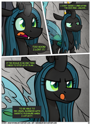 Size: 1400x1900 | Tagged: safe, artist:moemneop, imported from derpibooru, queen chrysalis, comic:shifting changelings lies and truths, comic, female, solo