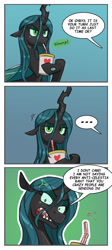 Size: 860x1920 | Tagged: safe, artist:nauth, imported from derpibooru, queen chrysalis, changeling, changeling queen, ..., ask, comic, cup, drinking, female, smoothie, straw, tumblr