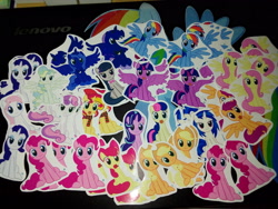 Size: 2560x1920 | Tagged: safe, imported from derpibooru, apple bloom, applejack, bon bon, dj pon-3, fluttershy, nurse redheart, octavia melody, pinkie pie, princess luna, rarity, scootaloo, starlight glimmer, sunset shimmer, sweetie belle, sweetie drops, twilight sparkle, vapor trail, vinyl scratch, alicorn, earth pony, pony, :3, calendar of lunas, clothes, commonity, cookie, cute, dashstorm, female, food, irl, jackletree, lidded eyes, mare, meme, mouth hold, multeity, photo, s1 luna, scarf, sitting, sitting catface meme, so much flutter, sparkle sparkle sparkle, spread wings, sticker, too much pink energy is dangerous, twilight sparkle (alicorn)