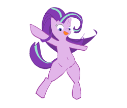 Size: 805x685 | Tagged: artist needed, safe, imported from derpibooru, starlight glimmer, pony, bipedal, female, looking at you, open mouth, simple background, smiling, solo, white background