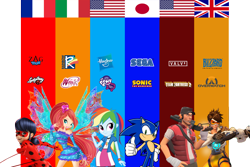 Size: 1800x1200 | Tagged: safe, artist:trungtranhaitrung, imported from derpibooru, rainbow dash, fairy, ladybug, equestria girls, blizzard entertainment, bloom, bloom (winx club), country, crossover, fairy wings, france, hasbro, hetalia, italy, japan, miraculous ladybug, mythix, op is a duck, op is trying to start shit, overwatch, rainbow s.r.l, scout, sega, sonic chronicles x, sonic the hedgehog, sonic the hedgehog (series), team fortress 2, tracer, united kingdom, united states, valve, winx club, zagtoon
