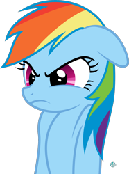 Size: 1600x2149 | Tagged: safe, artist:arifproject, imported from derpibooru, rainbow dash, pony, angry, arif's angry pone, ears back, female, floppy ears, frown, glare, simple background, solo, transparent background, vector