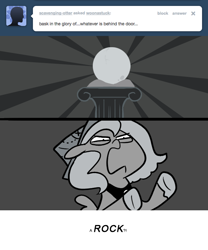 Size: 666x800 | Tagged: safe, artist:egophiliac, imported from derpibooru, princess luna, moonstuck, cartographer's cap, column, element of harmony, female, filly, grayscale, hat, lunar stone, monochrome, orb, solo, woona, woonoggles, younger