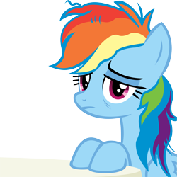 Size: 11185x11182 | Tagged: safe, artist:cyanlightning, imported from derpibooru, rainbow dash, every little thing she does, .svg available, absurd resolution, bags under eyes, female, messy mane, pain, simple background, solo, table, tired, transparent background, vector