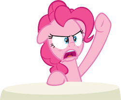 Size: 12351x10127 | Tagged: safe, artist:cyanlightning, imported from derpibooru, pinkie pie, every little thing she does, .svg available, absurd resolution, angry, female, simple background, solo, table, transparent background, vector