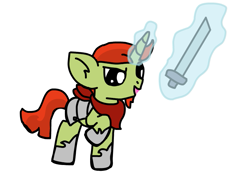 Size: 821x587 | Tagged: safe, artist:thefanficfanpony, imported from derpibooru, oc, oc only, oc:dragon heart, solo, sword, weapon