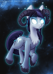 Size: 1519x2123 | Tagged: safe, artist:thegraid, imported from derpibooru, oc, oc only, aries, constellation, female, glowing eyes, goat horns, horns, solo, zodiac