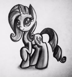 Size: 2832x3000 | Tagged: safe, artist:twistedmindbrony, imported from derpibooru, rarity, female, monochrome, solo, traditional art