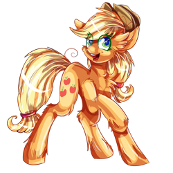 Size: 1000x1000 | Tagged: safe, artist:sunshinejoyyt, imported from derpibooru, applejack, chest fluff, female, fluffy, open mouth, raised hoof, simple background, solo, transparent background, unshorn fetlocks