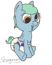 Size: 1024x1280 | Tagged: safe, artist:stargrazer, imported from derpibooru, oc, oc only, oc:fresh mint, colored, derp, diaper, drool, female, filly, solo