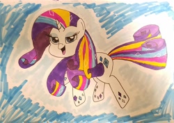 Size: 2000x1415 | Tagged: safe, artist:iffoundreturntorarity, imported from derpibooru, rarity, twilight's kingdom, female, rainbow power, rainbow power-ified, solo, traditional art