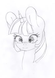 Size: 848x1200 | Tagged: safe, artist:lonelycross, imported from derpibooru, twilight sparkle, blushing, bust, face, female, sketch, solo, traditional art