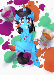 Size: 1750x2450 | Tagged: safe, artist:drawntildawn, imported from derpibooru, oc, oc only, oc:andrea card, pony, unicorn, paint, paint on fur, solo