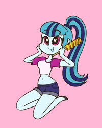 Size: 1200x1500 | Tagged: safe, artist:khuzang, imported from derpibooru, sonata dusk, equestria girls, rainbow rocks, :t, belly button, clothes, cute, drool, eating, female, food, heart eyes, midriff, popsicle, short shirt, simple background, smiling, solo, wingding eyes