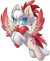 Size: 1406x1718 | Tagged: safe, artist:sapphfyr, imported from derpibooru, oc, oc only, oc:desert rose, pegasus, pony, clothes, ear piercing, flying, looking back, open mouth, piercing, simple background, smiling, socks, solo, spread wings, transparent background