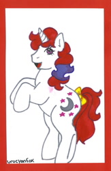 Size: 417x639 | Tagged: safe, artist:skypinpony, imported from derpibooru, moondancer (g1), unicorn, female, g1, solo, traditional art