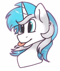 Size: 865x1024 | Tagged: safe, artist:hiccupsdoesart, deleted from derpibooru, imported from derpibooru, oc, oc only, oc:neon blitz, bust, simple background, solo, tongue out, white background
