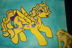Size: 640x430 | Tagged: safe, artist:skypinpony, imported from derpibooru, dancing butterflies, g1, irl, painting, photo, solo, toy, traditional art