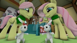 Size: 1024x576 | Tagged: safe, artist:mrdoradofett, imported from derpibooru, angel bunny, fluttershy, 3d, angela bunny, bed, bedroom, butterscotch, clothes, flutterscotch, male, rule 63, scarf, self ponidox, selfcest, shipping, source filmmaker, straight