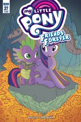 Size: 1054x1600 | Tagged: safe, artist:melody often, idw, imported from derpibooru, spike, twilight sparkle, alicorn, pony, spoiler:comic, spoiler:comicff37, cover, lava, twilight sparkle (alicorn)
