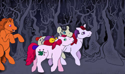 Size: 1152x684 | Tagged: safe, artist:systemcat, imported from derpibooru, gypsy (g1), moondancer (g1), truly, zig zag, zebra, fanfic, fanfic art, g1