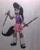 Size: 2050x2535 | Tagged: safe, artist:bozzerkazooers, imported from derpibooru, octavia melody, equestria girls, clothes, dual wield, elbow pads, female, knee pads, mary janes, necktie, ninja, ponied up, skirt, socks, solo, sword, traditional art, weapon