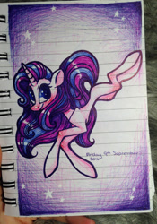 Size: 1280x1827 | Tagged: safe, artist:arianell, imported from derpibooru, starlight glimmer, female, lined paper, missing cutie mark, solo, traditional art