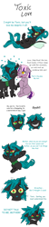 Size: 1102x5126 | Tagged: safe, artist:jolliapplegirl, imported from derpibooru, oc, oc only, oc:sirius veil, oc:toxic love, changeling, pony, unicorn, changeling oc, foal, next generation, offspring, parent:mane-iac, parent:queen chrysalis, parents:chrysiac, parents:mane-salis, smooch