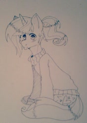 Size: 372x529 | Tagged: safe, artist:riiichie, imported from derpibooru, oc, oc only, clothes, solo, sweater, traditional art