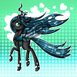 Size: 1000x1000 | Tagged: safe, artist:inspiredpixels, imported from derpibooru, queen chrysalis, changeling, changeling queen, pony, female, raised hoof, solo