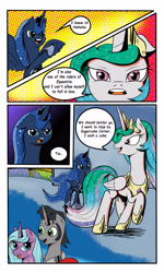 Size: 3000x5000 | Tagged: safe, artist:astroanimations, idw, imported from derpibooru, king sombra, princess celestia, princess luna, radiant hope, comic:celestia's yearning, celestibra, comic, crystal empire, hopebra, male, reformed sombra, shipping, straight