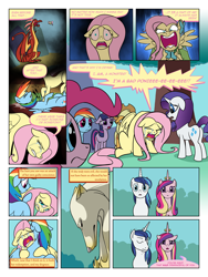 Size: 900x1200 | Tagged: safe, artist:arofatamahn, imported from derpibooru, applejack, basil, fluttershy, pinkie pie, princess cadance, rainbow dash, rarity, shining armor, twilight sparkle, oc, oc:nahmat, dragon, comic:the night the magic died, comic, crying, flutterrage, mane six