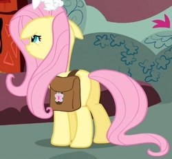 Size: 470x434 | Tagged: safe, imported from derpibooru, screencap, fluttershy, pony, just for sidekicks, butt, cropped, female, floppy ears, mare, plot, saddle bag