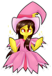 Size: 748x1094 | Tagged: safe, artist:xxdarkmindxx, imported from derpibooru, oc, oc only, oc:golden lily, clothes, cosplay, costume, doremi harukaze, dorie goodwyn, ojamajo doremi, simple background, solo, transparent background, witch apprentice