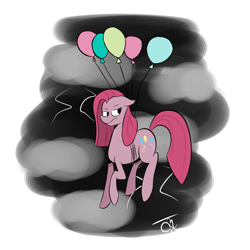 Size: 2000x2000 | Tagged: safe, artist:goldenled, imported from derpibooru, pinkie pie, balloon, female, pinkamena diane pie, solo, then watch her balloons lift her up to the sky