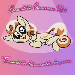 Size: 800x800 | Tagged: safe, artist:danatron1, imported from derpibooru, food pony, original species, beautiful cinnamon roll, cinnamon bun, cute, food, looking at you, not cum, solo, the onion