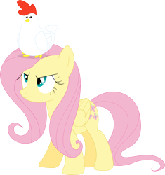 Size: 3332x3548 | Tagged: safe, artist:porygon2z, imported from derpibooru, fluttershy, chicken, animal hat, hat, serious hat, simple background, transparent background, vector