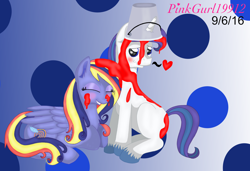 Size: 4076x2792 | Tagged: safe, artist:cinnamon-swirls, imported from derpibooru, oc, oc only, oc:paint swirl, oc:royal splendor, kindverse, absurd resolution, blushing, bucket, heart, offspring, paint, parent:fancypants, parent:rainbow dash, parent:rarity, parent:soarin', parents:raripants, parents:soarindash