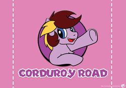 Size: 2571x1800 | Tagged: safe, artist:stec-corduroyroad, imported from derpibooru, oc, oc only, oc:corduroy road, bust, circle, cordy, crossover, font, graphic design, happy, icon, looking at you, open mouth, portrait, purple, smiling, solo, super mario bros., underhoof, waving