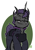 Size: 488x693 | Tagged: safe, artist:bbsartboutique, imported from derpibooru, oc, oc only, oc:facsimile, changeling, armor, changeling oc, purple changeling, simple background, smug, smug bug, solo