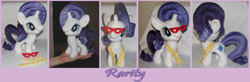 Size: 1200x393 | Tagged: safe, artist:krumm33, imported from derpibooru, rarity, glasses, hand, irl, measuring tape, mini, photo, plushie, solo