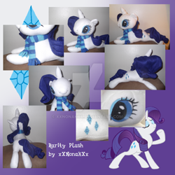 Size: 900x900 | Tagged: safe, artist:dragonnaturestudios, imported from derpibooru, rarity, clothes, irl, photo, plushie, scarf, solo