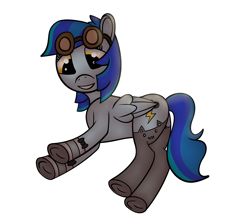 Size: 4000x3500 | Tagged: safe, artist:anonpony1, imported from derpibooru, oc, oc only, oc:stormy skies, pegasus, pony, aviator goggles, base used, cat socks, clothes, goggles, lying down, on side, side, simple background, socks, solo, white background