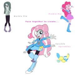 Size: 1000x1000 | Tagged: safe, artist:doraemonfan4life, imported from derpibooru, marble pie, pinkie pie, equestria girls, balloon, boots, bracelet, clothes, equestria girls-ified, fusion, high heel boots, high heels, jewelry, multiple arms, skirt, socks