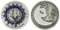 Size: 500x250 | Tagged: safe, artist:akili-amethyst, imported from derpibooru, princess luna, dragon, pegasus, pony, coin, craft, new lunar republic