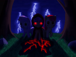 Size: 4806x3597 | Tagged: safe, artist:aklimovich, imported from derpibooru, apple bloom, scootaloo, sweetie belle, cutie mark crusaders, evil, glowing eyes, grim reaper