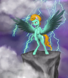 Size: 2822x3233 | Tagged: safe, artist:vinicius040598, imported from derpibooru, lightning dust, female, lightning, rearing, solo, spread wings